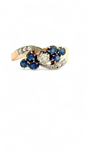 Bague 51 Bague ancienne en or jaune et platine, saphirs et diamants 58 Facettes