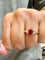 Bague 55 Bague solitaire en or jaune 18 carats avec rubis et diamants 58 Facettes
