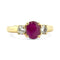 Bague 55 Bague solitaire en or jaune 18 carats avec rubis et diamants 58 Facettes