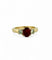 Bague 55 Bague solitaire en or jaune 18 carats avec rubis et diamants 58 Facettes