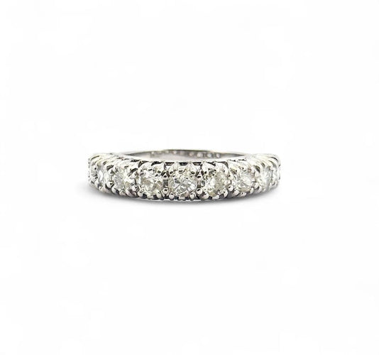 Bague 56 Alliance ancienne jarretière - Demi-alliance en or blanc 18 carats et diamants 58 Facettes