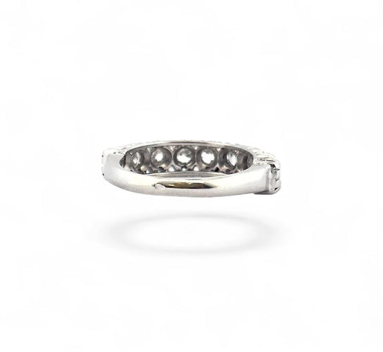 Bague 56 Alliance ancienne jarretière - Demi-alliance en or blanc 18 carats et diamants 58 Facettes