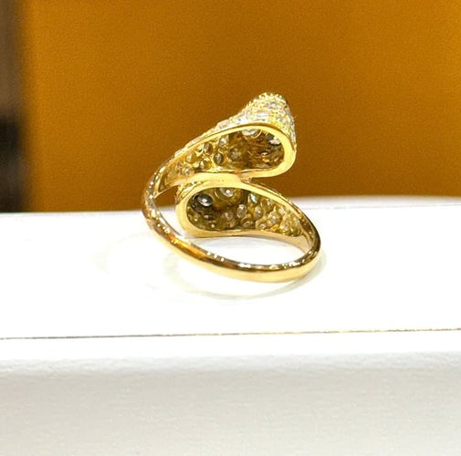 Bague 54 Bague Toi et Moi double cœur en or jaune et diamants 58 Facettes