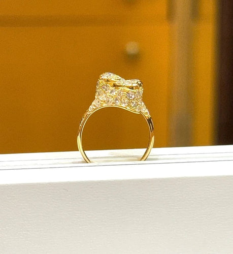 Bague 54 Bague Toi et Moi double cœur en or jaune et diamants 58 Facettes