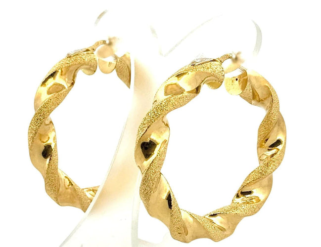 Boucles d'oreilles Graziella - Créoles torsadées en or jaune 18 carats 58 Facettes