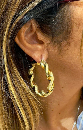 Boucles d'oreilles Graziella - Créoles torsadées en or jaune 18 carats 58 Facettes