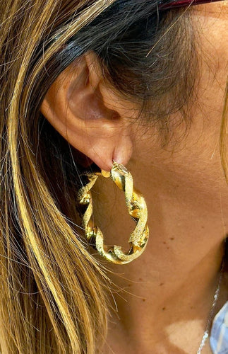 Boucles d'oreilles Graziella - Créoles torsadées en or jaune 18 carats 58 Facettes