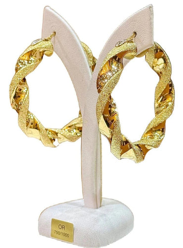 Boucles d'oreilles Graziella - Créoles torsadées en or jaune 18 carats 58 Facettes