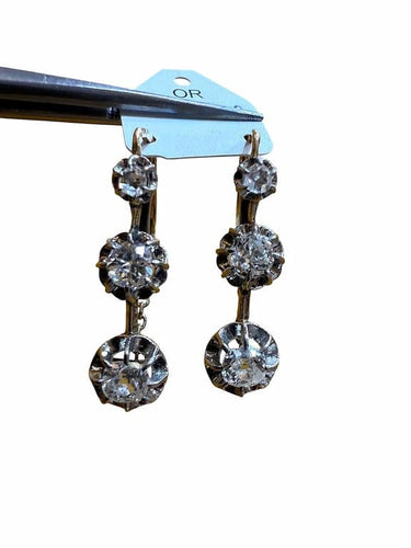 Boucles d'oreilles Boucles d'oreilles dormeuses anciennes en or 18 carats et diamants 58 Facettes