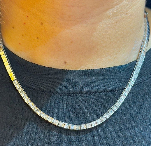 Collier Collier tennis en or blanc 18 carats et diamants 58 Facettes