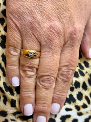 Bague 53 Bague jonc anglais en or jaune 18 carats et diamant 58 Facettes