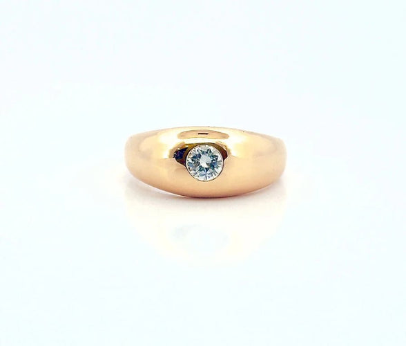Bague 53 Bague jonc anglais en or jaune 18 carats et diamant 58 Facettes