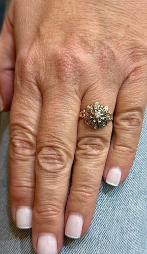 Bague 53 Bague ancienne panier en or rose 18 carats et diamants 58 Facettes