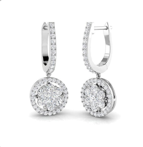 Boucles d'oreilles Boucles d’oreilles fleurs pendantes en or blanc 18 carats et diamants 58 Facettes