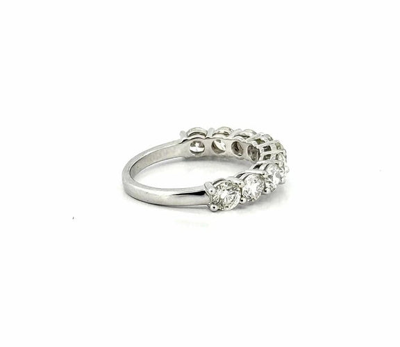 Bague 49 Alliance - Demi-alliance en or blanc 18 carats et diamants 58 Facettes