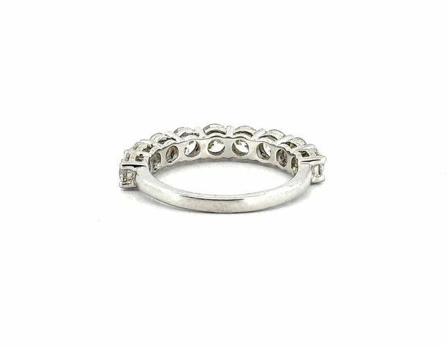 Bague 49 Alliance - Demi-alliance en or blanc 18 carats et diamants 58 Facettes