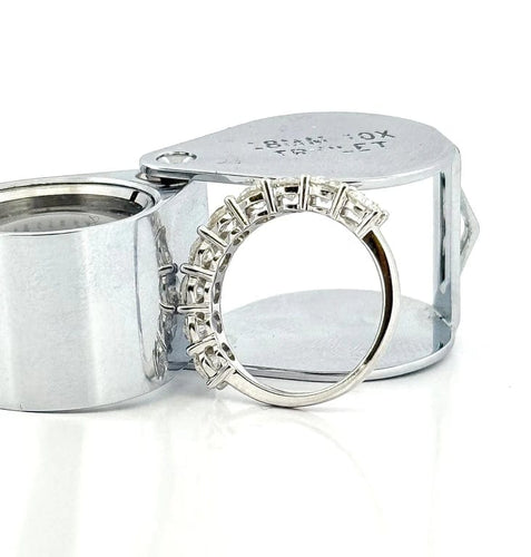 Bague 49 Alliance - Demi-alliance en or blanc 18 carats et diamants 58 Facettes