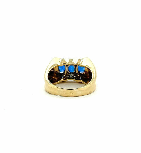 Bague 60 Bague chevalière en or 18 carats, saphirs et diamants 58 Facettes