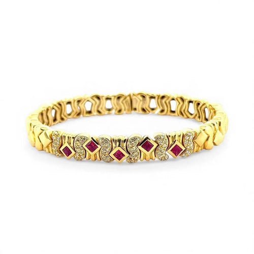 Bracelet Bracelets joncs en or jaune 18 carats, diamants et pierres précieuses 58 Facettes