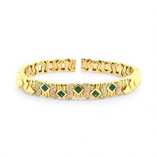 Bracelet Bracelets joncs en or jaune 18 carats, diamants et pierres précieuses 58 Facettes
