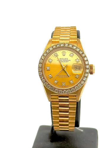 Montre Rolex Oyster Perpetual Datejust Lady - Montre en or jaune 18 ct et diamants 58 Facettes