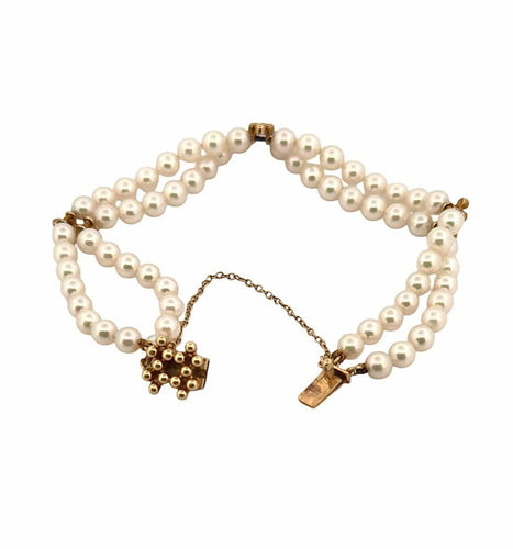 Bracelet Mikimoto - Bracelet en or 14 carats et perles d'Akoya 58 Facettes