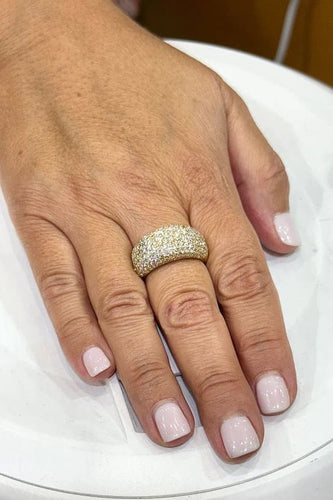 Bague 59 Bague jonc pavée de diamants en or jaune 18 carats 58 Facettes