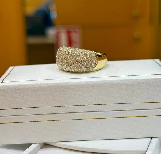 Bague 59 Bague jonc pavée de diamants en or jaune 18 carats 58 Facettes
