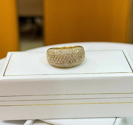 Bague 59 Bague jonc pavée de diamants en or jaune 18 carats 58 Facettes