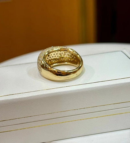 Bague 59 Bague jonc pavée de diamants en or jaune 18 carats 58 Facettes