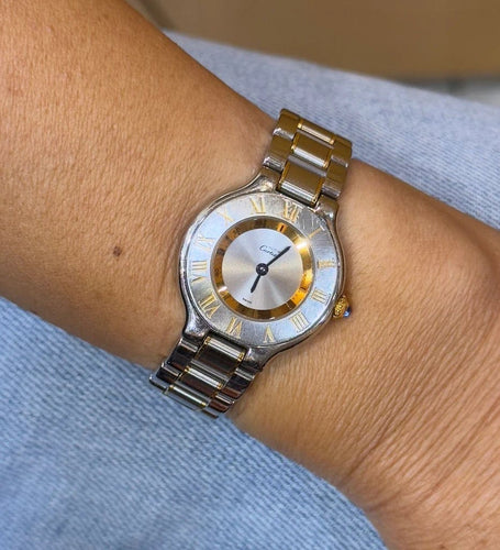 Montre Cartier Must 21 - Montre en acier et or 18 carats 58 Facettes