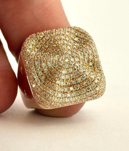 Bague 54 Bague chevalière en or rose 18 carats pavée de diamants 58 Facettes