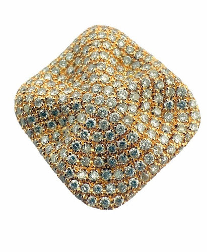 Bague 54 Bague chevalière en or rose 18 carats pavée de diamants 58 Facettes
