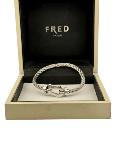 Bracelet Fred Force 10 - Bracelet en acier et or blanc 18 carats, taille 16 58 Facettes