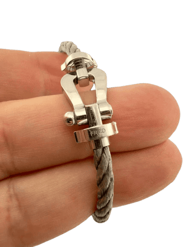 Bracelet Fred Force 10 - Bracelet en acier et or blanc 18 carats, taille 16 58 Facettes
