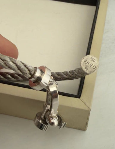 Bracelet Fred Force 10 - Bracelet en acier et or blanc 18 carats, taille 16 58 Facettes