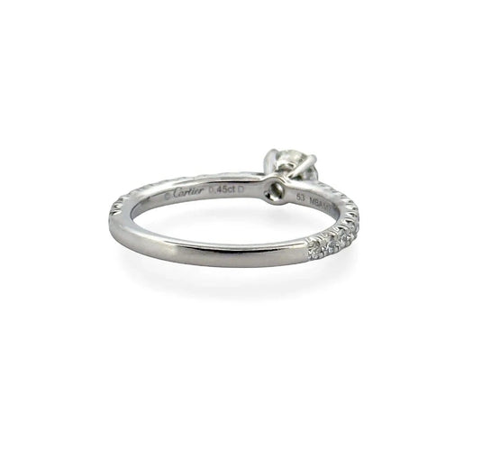 Bague 53 Cartier - Solitaire en platine 950 avec diamants 58 Facettes