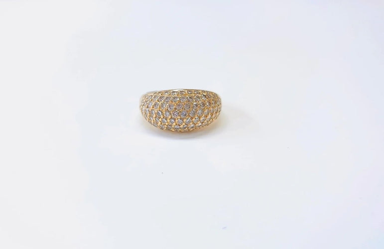 Bague 54 Bague boule pavée de diamants en or jaune 18k 58 Facettes BAG.BOUL.1743/2