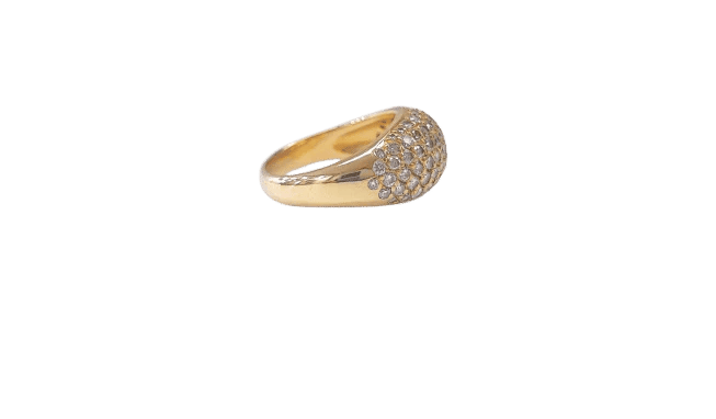 Bague 54 Bague boule pavée de diamants en or jaune 18k 58 Facettes BAG.BOUL.1743/2