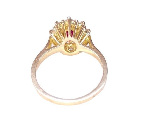 Bague 53 Bague marguerite rubis birman et diamants en or jaune 58 Facettes FA-3