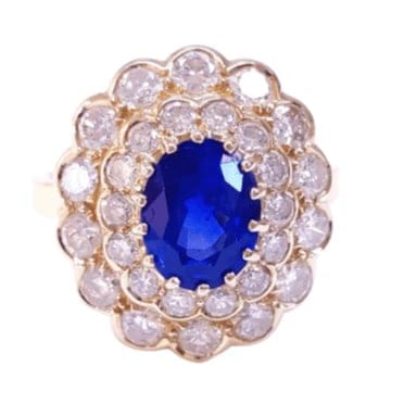 Bague 55 Bague pompadour saphir de Ceylan et diamants en or 18K 58 Facettes 2-RANG.S