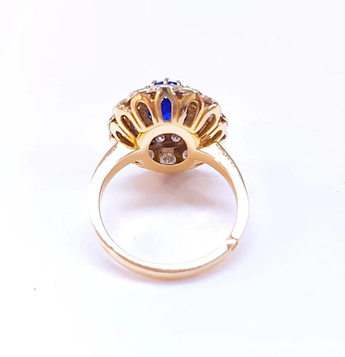 Bague 55 Bague pompadour saphir de Ceylan et diamants en or 18K 58 Facettes 2-RANG.S