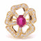 Bague 53 Bague fleur rubellite et diamants 58 Facettes Fleur/R