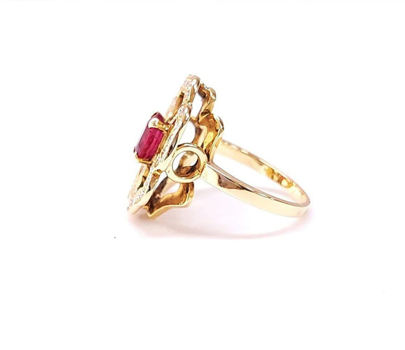 Bague 53 Bague fleur rubellite et diamants 58 Facettes Fleur/R