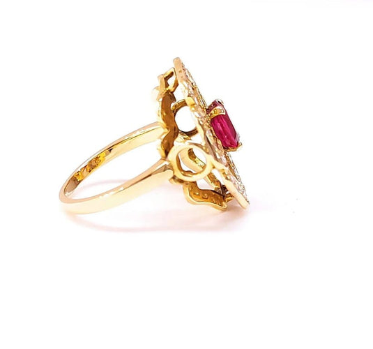 Bague 53 Bague fleur rubellite et diamants 58 Facettes Fleur/R