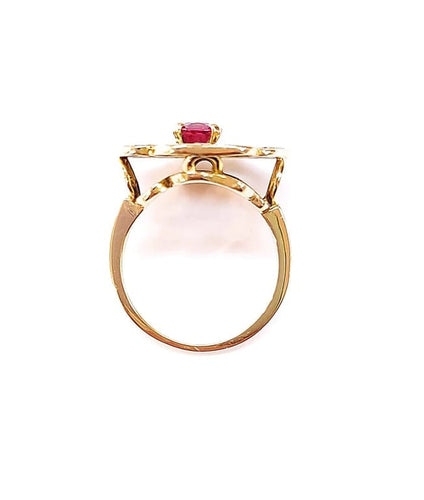 Bague 53 Bague fleur rubellite et diamants 58 Facettes Fleur/R