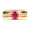 Bague 54 Bague en or jaune 18K avec rubis et diamants 58 Facettes GG25.Aile-R