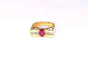 Bague 54 Bague en or jaune 18K avec rubis et diamants 58 Facettes GG25.Aile-R