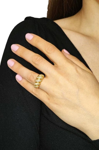 Bague 52 Bague pavée de diamants en or jaune 18K 58 Facettes Bag.Godr.Dt