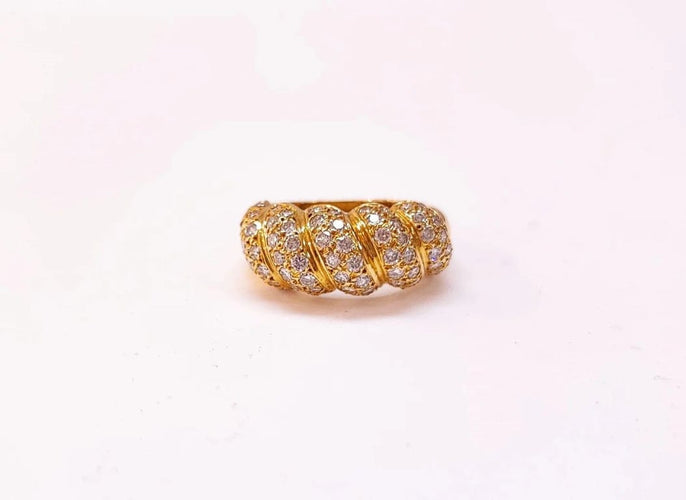 Bague 52 Bague pavée de diamants en or jaune 18K 58 Facettes Bag.Godr.Dt